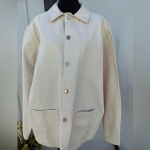 NWOT LILY FORBES WOMENS JACKET CREAM COLOR SIZE LARGE XL 100 % ORGANIC COTTON